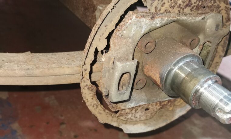Severe corrosion found on a trailer brake backplate